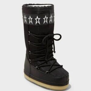 wild fable Black Star-Trim Lace-Up Platform Winter Boot